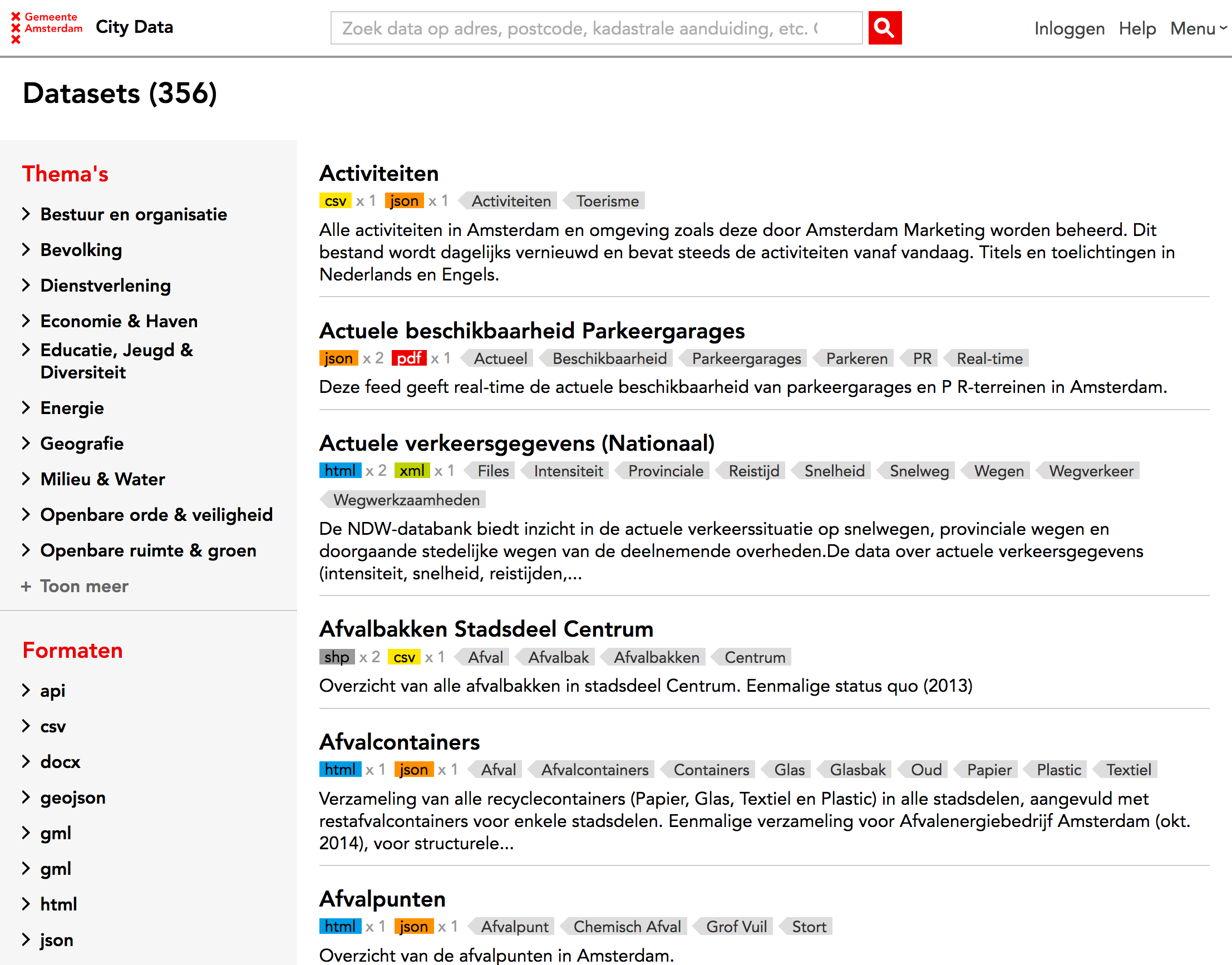 Atlas Datasets view